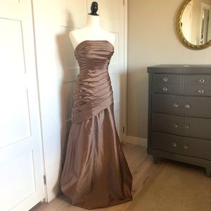 Retro Strapless Taffeta Prom Evening Bridesmaid Dress